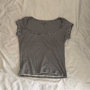 Brandy Melville Black and White Striped Tee